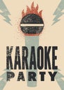 Karaoke Party typographic vintage grunge style poster design. Retro vector illustration. Royalty Free Stock Photo